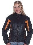 DLJ266-Orange<br>Ladies black & orange leather ...