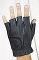 All leather fingerless riding gloves with gel w...