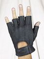 All leather fingerless riding gloves with gel a...
