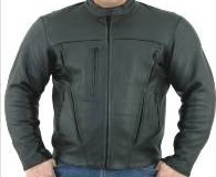 DMJ700-SS<br>Mens Leather Motorcycle Jacket wit...