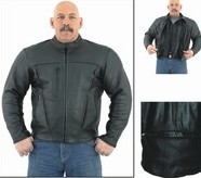 DMJ700<br>Mens Leather Motorcycle Jacket with z...