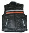 MV305<br>Mens Orange/Black Leather Vest w/ Refl...